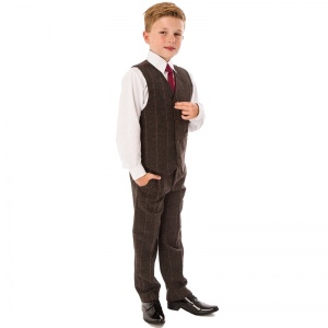 Boys Brown Tweed Check Jacket Suit | Brown Tweed Wedding Suit ...